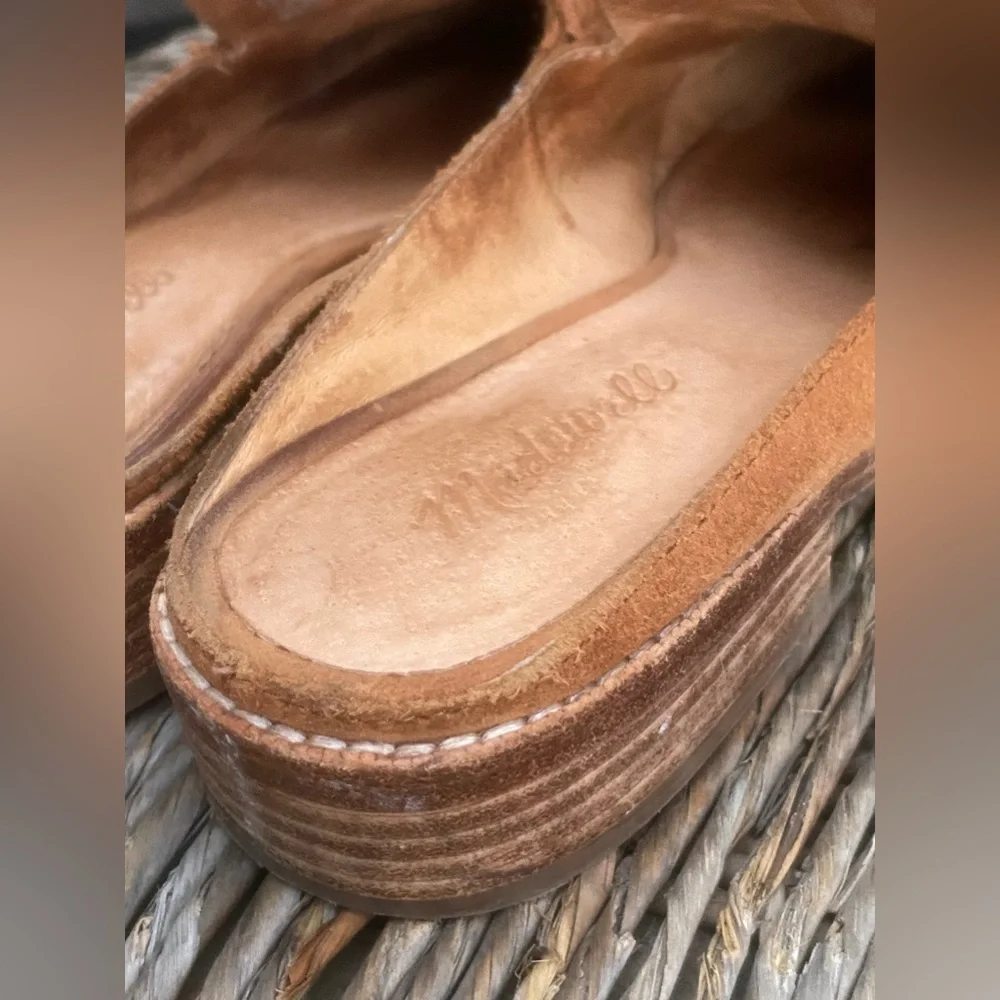 madewell elinor cognac suede penny loafer mules sz. 8 - Picture 10 of 13